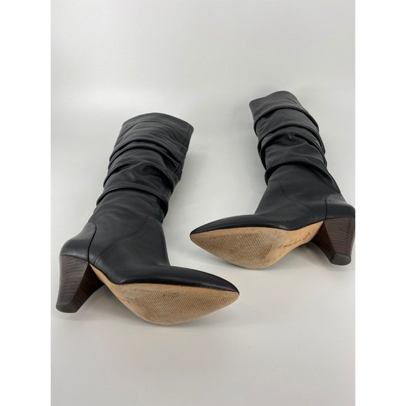 Antonio Melani Sapphiras Leather Slouch Dress Boots w/Stacked Heel Black 7M - Picture 8 of 8